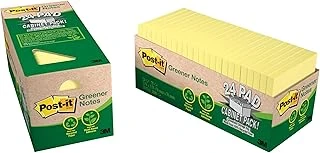 3 M Post-It Greener Notes, 3 X 3, Canary Yellow, 24 Pads/Cabinet Paket Sarı 100 Yaprak Pouch Kendinden Yapışkanlı ürün görseli 1