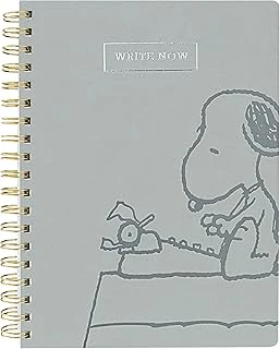 Graphique Vegan Deri Spiral Günlük, Snoopy Tipi – 20,32 Cm X 25,4 Cm, 192 Çizgili Sayfa, "Şimdi Yaz" Yazılı Gümüş Folyo Kapağında Süslenmiştir – Notlar, Listeler Daha Fazlası İçin Mükemmel ürün görseli 1