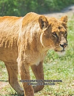 Composition Notebook College Ruled: High School,Lion , College, Animal, Nature Cover, Cute Composition Notebook, College Notebooks, Girl Boy School ... Book, 8.5 Inch X 11 Inch 104 Pages ürün görseli 1