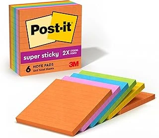 Post-It S Per Sticky Notes, 4 X 4, Rio De Janeiro Collection, Lined, 6 Pads/Pack Mavi, Turuncu, Pembe, Sar 90 Yaprak Pouch Kendinden Yap Kanl ürün görseli 1