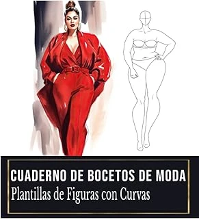 Independently Published Cuaderno De Bocetos De Moda: Plantillas De Figuras Con Curvas, Plantillas De Figuras De Tallas Grandes, Cuaderno De Bocetos Diseñadores De Ropa, Estilistas, Diseñadores. ürün görseli 1