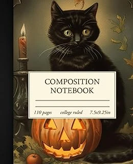 Independently Published Composition Notebook College Ruled: Black Cat Halloween Aesthetic Journal For School, College, Office, Work ürün görseli 1