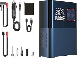 6000Mah Led Işıklı Çantalı Özellikli Şarjlı Kablolu Dc12V Araç Motor Bisiklet Top Lastik Şişirme Hava Kompresörü 130W ürün görseli 1
