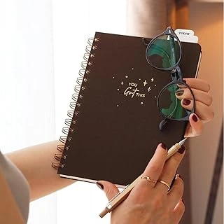 Paperora A5 Spiralli Sert Kapak Keten Çizgili Tarihsiz Not Defteri Kahverengi ürün görseli 1