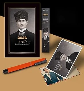 2026 Kalpaklı Atatürk Ajandası Ayraç Kartpostal Kalem - Turuncu ürün görseli 1