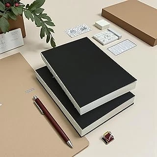 Fark Tanıtım Özel Tasarım Siyah Kraft Kapaklı A5 Çizgisiz Defter - 180 Derece Açılabilir, Sırtı Dikişli,%100 El İşçiliği, Ofis İçin İdeal, Planlayıcı (Çizgisiz) ürün görseli 1