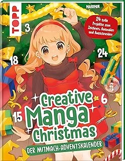 Creative Manga Christmas. Der Mitmach-Adventskalender: 24 Tolle Projekte Zum Zeichnen, Ausmalen Und Ausschneiden. 24 Verschlossene Seiten Zum Auftrennen, Starte Direkt Im Buch! ürün görseli 1