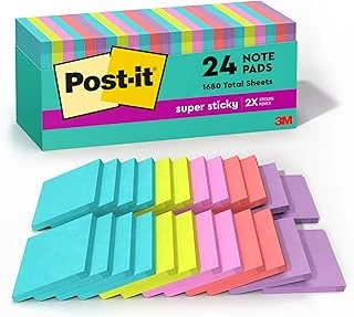 Post-It Süper Yapışkan Notlar, 24 Not Defteri, 3X3 Inç, 2 X Yapıştırma Gücü, Okul Malzemeleri Ofis Ürünleri, Dikey Yüzeyler Için Yapışkan Notlar, Monitörler, Duvarlar Pencereler, Süpernova Neon ürün görseli 1