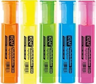 Kraf Fosforlu Kalem 330, 5'Li Set, Orta Uç, Çok Renkli, Plastik Gövde, Öğrenciler Için İdeal ürün görseli 1