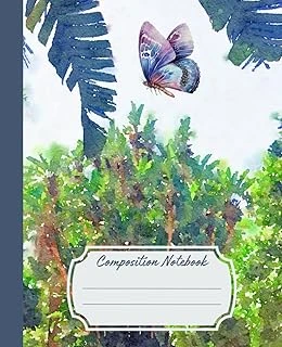 Independently Published Composition Notebook: Tropical Butterfly Watercolor Illustration Cover | College Ruled Lined Writing Journal For School, College Or Work ürün görseli 1