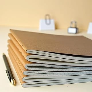 Fark Tanıtım 4 Adet Çizgisiz Terzi Dikişli Not Defteri, A5 Boyut, 40 Yaprak Planlama Ofis İçin İdeal (Kraft Kapak Tasarımı) ürün görseli 1