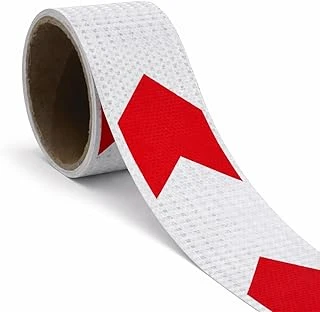 Yapışkanlı 10 Cm (1 Metre) Kırmızı Beyaz Petekli Ok Yönlendirme Reflektörlü Reflektif Şerit Bant ürün görseli 1