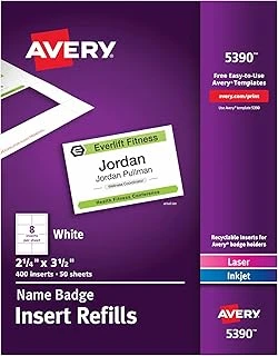 Avery İsim Etiketi Ekleri, Baskı Veya Yazma, 6,4 X 8,9 Cm, 400 Kart Dolumu (5390), Beyaz ürün görseli 1
