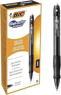Bic Gel-Ocity Roller Kalemler, Siyah Jel Kalemler, Çizgi Genişliği Orta, Doldurulabilir, 12'Li Paket ürün görseli 1