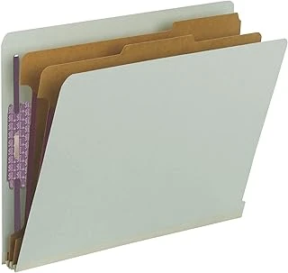 Smead Safeshield Bağlantı Elemanları Ile%100 Geri Dönüştürülmüş Uç Sekme Pressboard Sınıflandırma Dosya Klasörü, 2 Bölücü, 5 Cm Genişletme, Harf Boyutu, Gri/Yeşil, Kutu Başına 10 (26810) ürün görseli 1