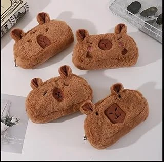 Capybara Kalem Kutusu Kapibara Kalemlik Büyük Kapasiteli Pofuduk Makyaj Çantası Geniş Büyük Boy, Kozmetik Organizatör Sevimli, Okul Malzemeleri Için Kahverengi (1 Adet) ürün görseli 1