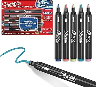 Sharpie Yaratıcı Marker Akrilik Boya Kalemleri | Toprak Tonları | Su Bazlı Boya Kalemleri | Yok | Çoğu Yüzey Üzerine Yazar | Küre Uçlu | Çeşitli Renkler | 5'Li Paket ürün görseli 1
