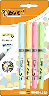 Bic Pastel Fosforlu Kalem, 4 Farklı Pastel Renkte, Çizgi Kalınlığı: 1,6 Mm – 3,3 Mm, Kuruma Korumalı, Renkli ürün görseli 1