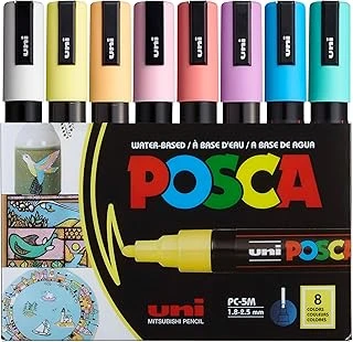 Uni̇ Poster Markörü Posca Set Pc-5M/8C Sc Renk 8 Li̇ ürün görseli 1