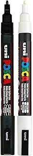 Uni Posca Markör Kalem Set 0.9-1.3 Mm Keçe Uçlu, 2'Li Set, Siyah/Beyaz ürün görseli 1