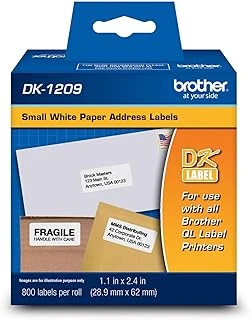 Brother Dk-1209 Küçük Adres Etiketleri, Beyaz, 2 1/2 "X 1 1/2", 800 Rulo ürün görseli 1
