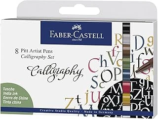 Faber-Castell Pitt Kaligrafi Çizim Kalemi Seti 8’Li, 2 Mm Kesik Uç, Kalıcı Hint Mürekkebi, Solmaya Dayanıklı, 8 Renk ürün görseli 1