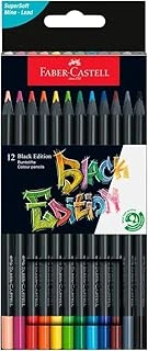 Faber-Castell Black Edition Renkli Kalemler - 12 Sayı, Siyah Ahşap Süper Yumuşak Çekirdek Kurşun, Yetişkin Boyama, Sanatçılar Yeni Başlayanlar Için Profesyonel Kalite Renkli Kalemler ürün görseli 1