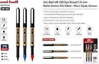 Siyah Kırmızı Pilot Kalem 3 Adet Uniball Eye Broad 1.0 Mm Roller Pilot Kalem Ub-150-10 Roller Uçlu Likit Mürekkepli ürün görseli 1