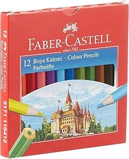 Faber-Castell Karton Kutu Boya Kalemi, 12 Renk, Yarım Boy, Parlak Renkler, Örtücü Etki, Uç Kırılmasına Karşı Dayanıklılığı Artıran Özel Yapıştırma Sistemi ürün görseli 1