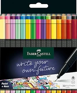 Faber-Castell Finepen İnce Keçe Uçlu Kalem Seti, 30’Lu, Pastel Neon Renkler, 0.4 Mm Hassas Uç, Metal Destekli, Ergonomik Üçgen Gövde ürün görseli 1