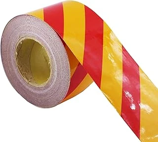 Reflektörlü Yapışkanlı Parlayan Fosfor Sarı Kırmızı Reflektif Düz Şerit Bant 10 Cm 1 Mt İkaz Bandı ürün görseli 1