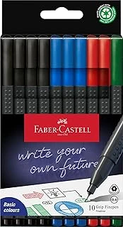 Faber-Castell Finepen İnce Keçe Uçlu Kalem Seti, 10’Lu, Ofis Günlük Kullanım, 0.4 Mm Hassas Uç, Metal Destekli, Ergonomik Üçgen Gövde ürün görseli 1