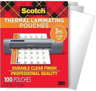 Scotch Thermal Laminator Pouches 3 Mil 100/Pkg-8.9"X11.4" Letter ürün görseli 1