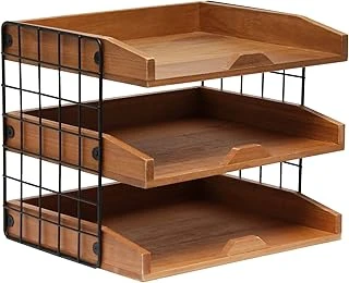 Elegant Designs Hg1022-Nwd Ev Ofis Ahşap Masa Düzenleyici Posta Mektup Tepsisi 3 Raflı, Doğal Ahşap ürün görseli 1