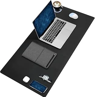 Black Deer Pu Deri Mouse Pad Dikişli Kenar Dayanıklı Büyük Boy Çift Yönlü Kullanım Ofis Masa Matı Sümen (Si̇yah, 90X40 Xl) ürün görseli 1