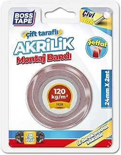 Tape Seffaf Çift Tarafli Akrilik Montaj Bandi, 24 Mm X 2 M, Kirmizi ürün görseli 1