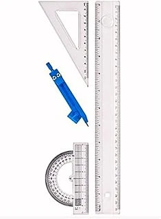 Jouis Cetvel Seti Çizim Takımı 30 Cm Cetvel Pergel Gönye İletki Şeffaf Çizim Takımı Pergelli Çizim Seti 4 Parça ürün görseli 1