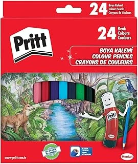 Pritt Kuru Boyalar, Renklerde Boya Kalemi, Açması Kolay Dayanıklı Silinebilir Kalem, Yumuşak Mineli Resim Kalemi, Kaliteli Kırtasiye Malzemesi, 24 Renkli Kalem ürün görseli 1