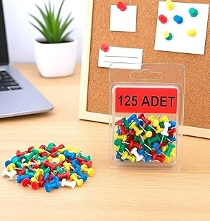125 Adet Renkli Harita Çivisi Mantar Pano Raptiyesi Pano Iğnesi ürün görseli 1