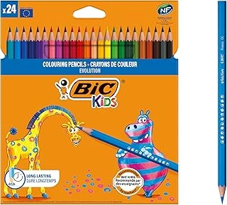 Bic Kids Evolution Kuru Boya Kalemi, 24'Lü Kutu, Kıymık Oluşturmaz, Çiğnemeye Karşı Dayanıklı, Kolay Açılır ürün görseli 1