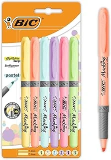 Bic Intensity Highlighter Pastel Marker Fosforlu Kalem 6'Lı Blister, Su Bazlı Mürekkep, 6 Pastel Renk, Kauçuk Tutaçlı ürün görseli 1