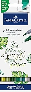 Faber-Castell Goldfaber Aqua Çift Uçlu Markör, Kaligrafi, 6'Lı Jungle ürün görseli 1