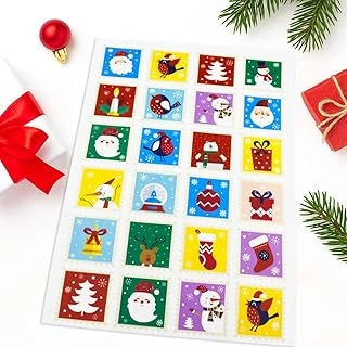 24 Adet Kare Yılbaşı Etiketi – 4X4 Cm Noel Sticker Seti | Kare Şekilli Yeni Yıl Hediye Paketleme Etiketleri, Advent Calendar, Renkli Noel Süsleme Stickerları ürün görseli 1