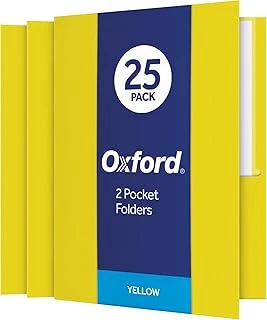 Oxford Çift Cepli Klasörler, Dokulu Kağıt, Mektup Boyutu, Sarı, 100 Yaprak Tutar, 25'Li Kutu (57509Ee) ürün görseli 1