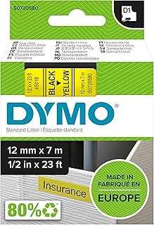 Dymo S0720580, D1 Yedek Şerit (12 Mm X 7 Mt), Sarı/Siyah (45018) ürün görseli 1
