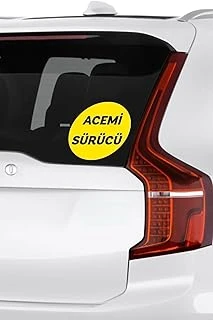 Parti Tasarla Sarı Zemin Üzerine Siyah Renk Acemi Sürücü Yazılı Sticker 15X15 Cm ürün görseli 1