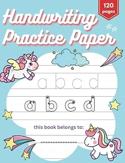 Independently Published Unicorn Handwriting Practice Paper For Kindergarten: 120 Blank Pages With Dotted Lines, Learn-To-Write For Kids ürün görseli 1