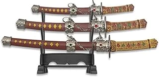 Japon Temalı 3’Lü Mini Samurai Zarf Açacağı Masaüstü Dekor Seti – Kaideli Mini Süs Kılıçları, Metal Görünümlü Koleksiyonluk Ofis Aksesuarı, Anime & Oyun Temalı Hediyelik Obje ürün görseli 1