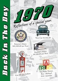 1970 Back In The Day - 24-Page Greeting Card / Booklet With Envelope (5 X 7 Size) – Great For Birthdays, Anniversaries, Reunions, Graduations, Client & Corporate Gifts ürün görseli 1