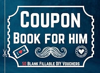 Independently Published Blank Coupon Book For Him: 50 Fillable Blank Diy Vouchers To Fill With Rewards - Personalized Fathers Day, Birthday Or Christmas Gift For Husband … Boyfriend - Cute Alternativ ürün görseli 1